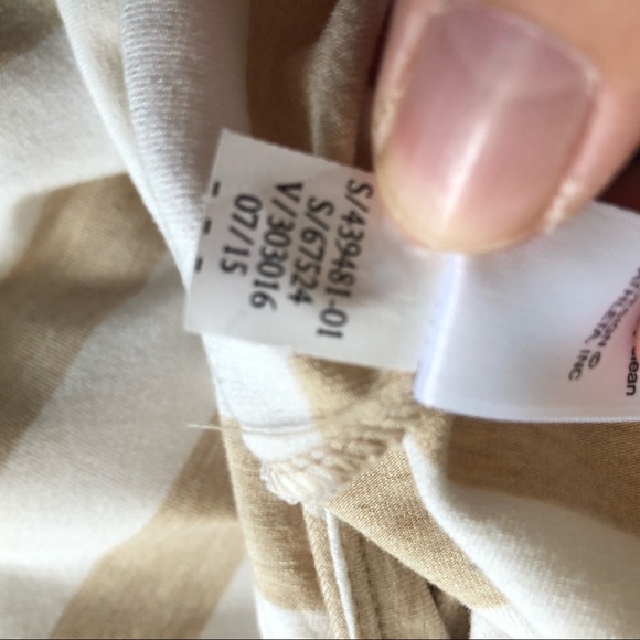 Athleta Skirt Ribbon Stripe Faux Wrap Midi Skirt Tan & Cream Sz M GUC - Picture 12 of 12